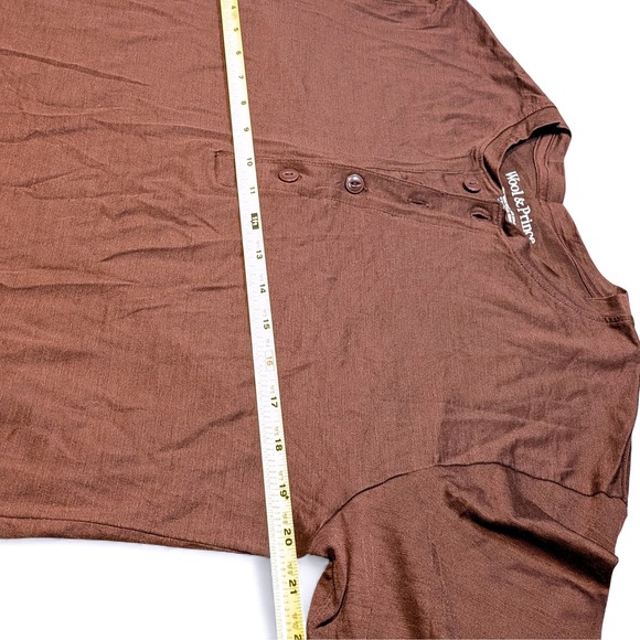 Wool & Prince Signature Merino Wool Blend Henley Base Layer Copper Brown Winter - Picture 4 of 6